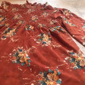Burnt orange floral dress